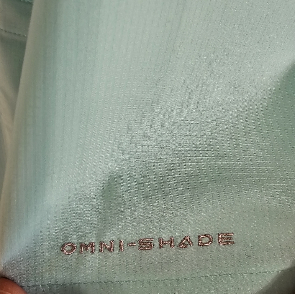 Columbia PFG Omni-Shade Short Sleeve Fishing Shirt Teal Blue Size L Outdoors - Picture 6 of 8
